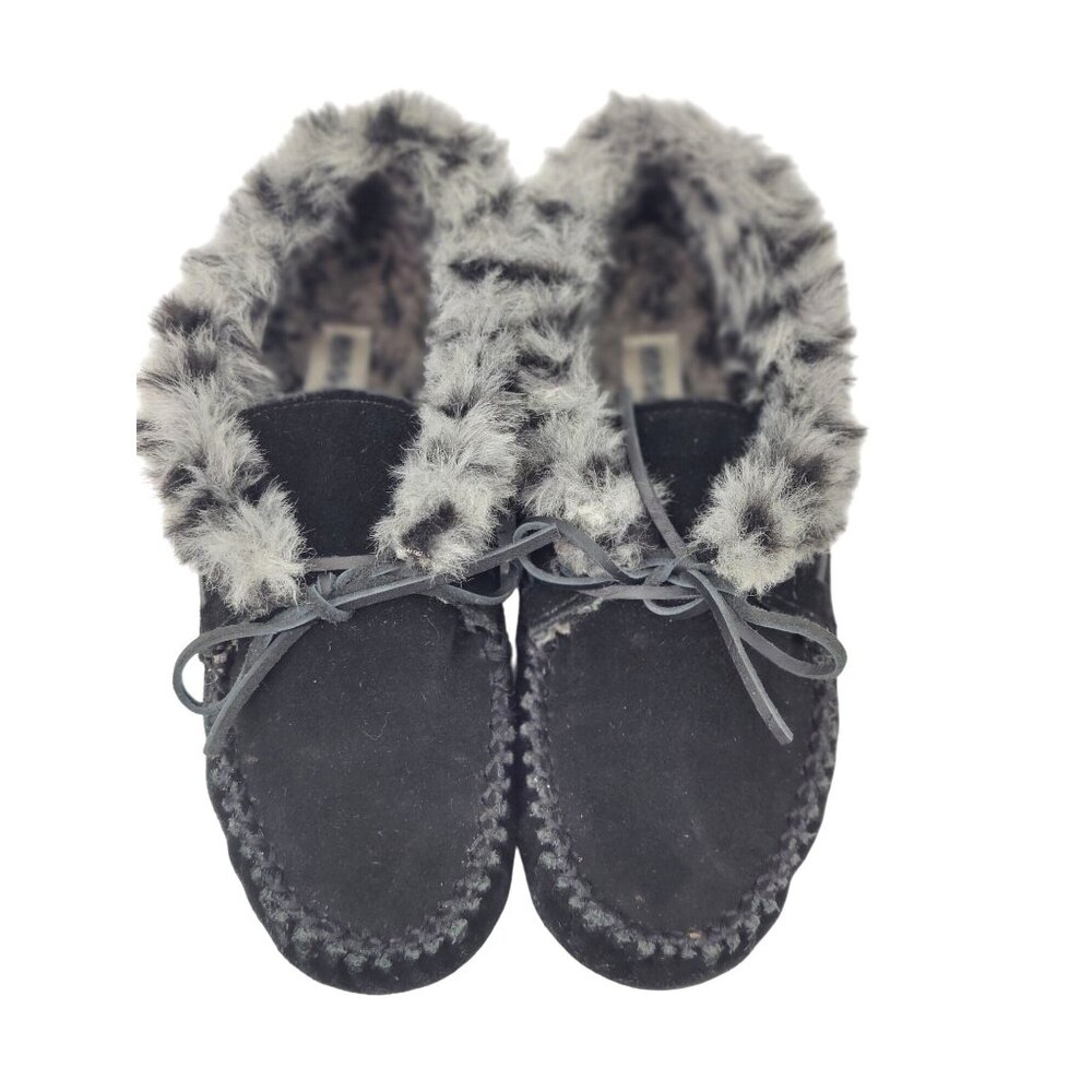 Minnetonka Women's Jacqueline Moccasin Sued Leather Faux Fur Lined Indoor/ Outdo